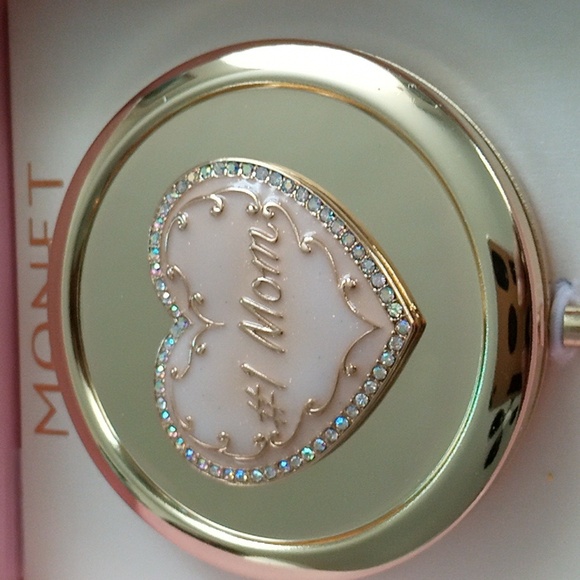 Monet Compact Double Mirror Pink #1 Mom Heart - Picture 4 of 5